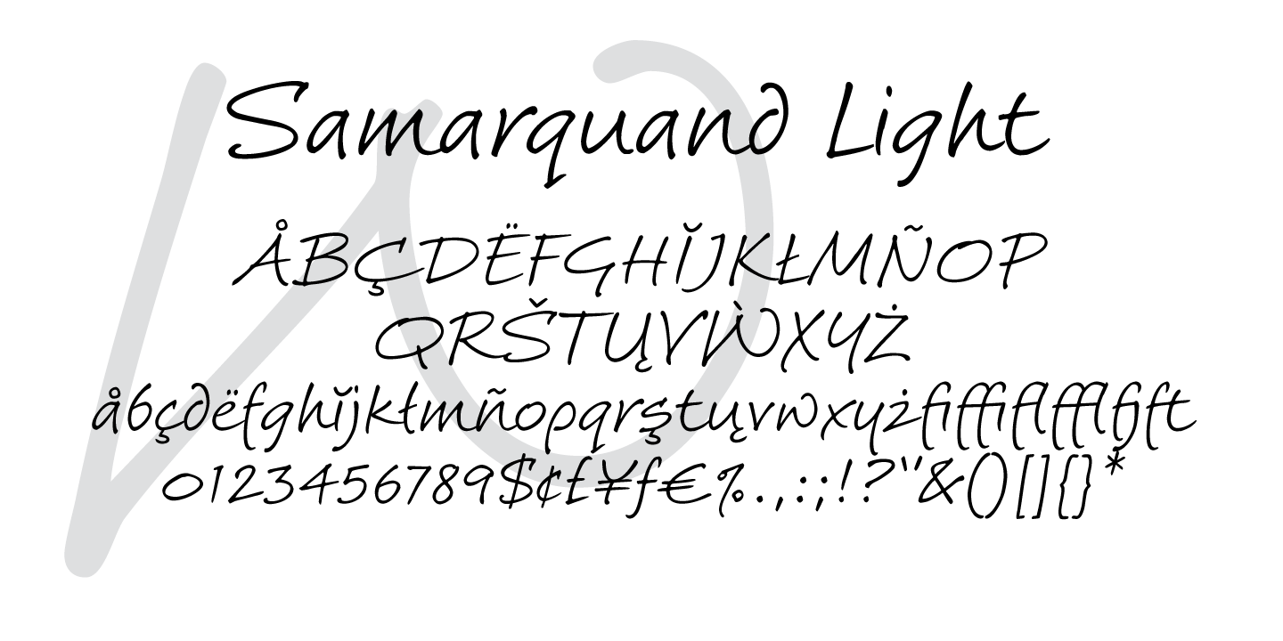 Przykład czcionki Samarquand Light